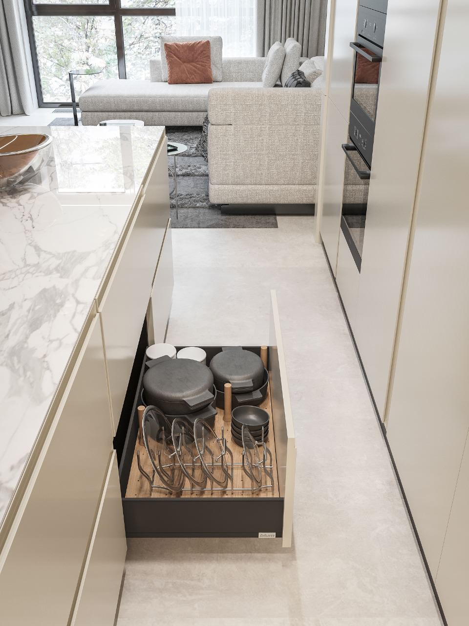 Премиум наполнение для высокого ящика - вид сбоку