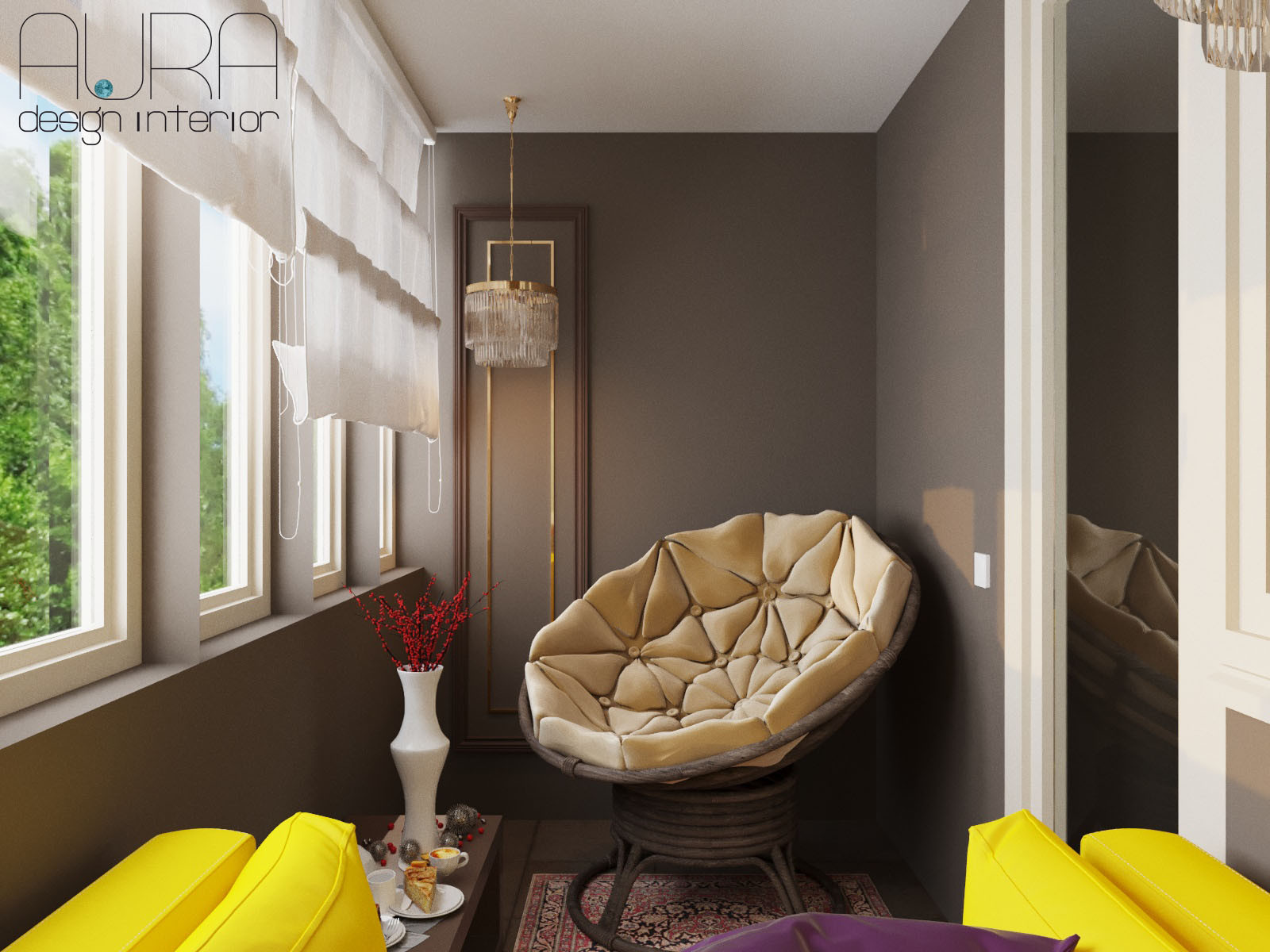 Дизайн квартиры, лоджия в темных тонах