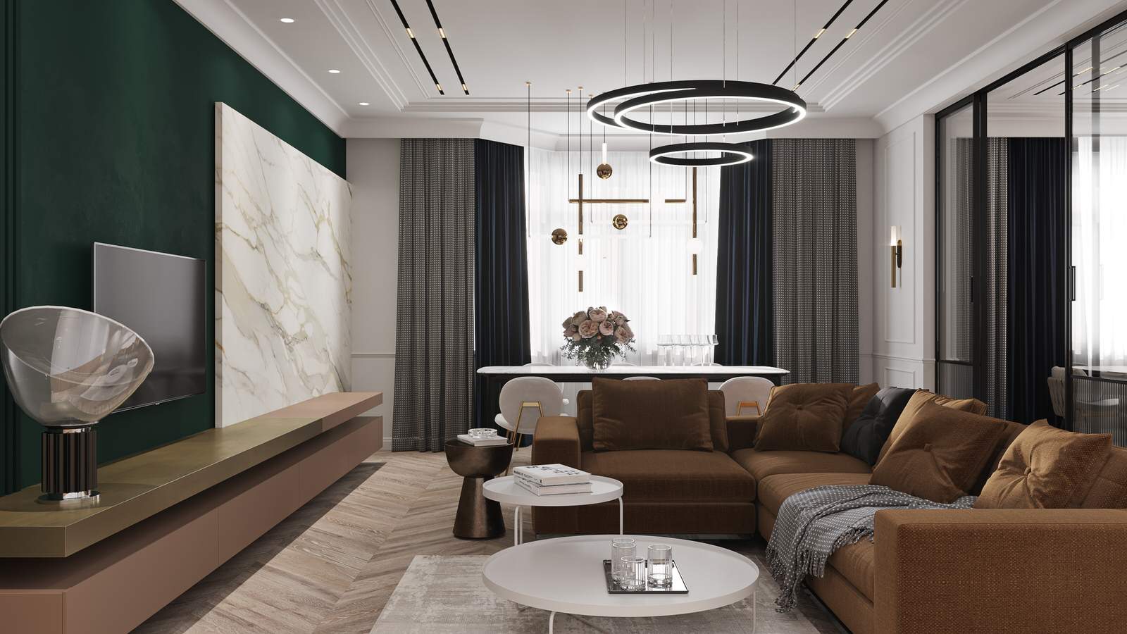 Квартира с сочными цветовыми акцентами для большой семьи