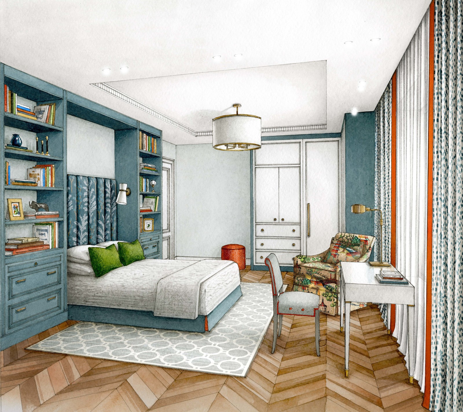 Эскизный проект квартиры в Казани для дизайн-студии Марины Кочеровой