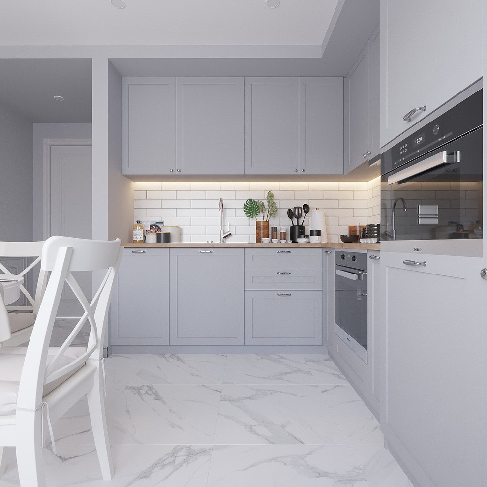 Кухня в современной классике в серых тонах