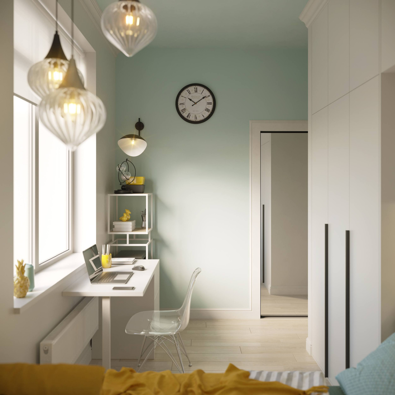 Дверь скрытого монтажа с зеркалом