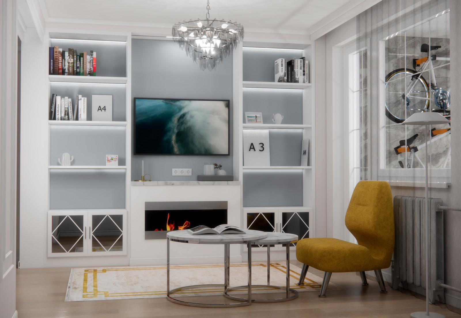 Гостиная, холл и балкон, Нарвская