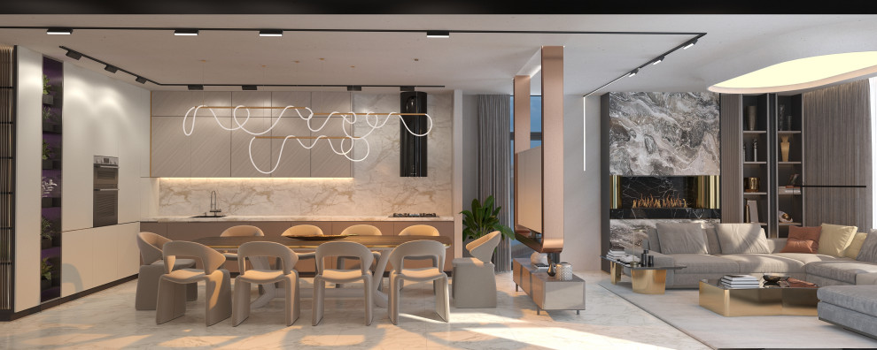 Кухня-гостиная в проекте загородного дома Mountain House