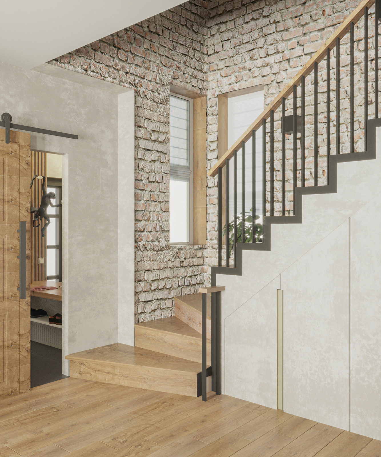 Прихожая и Гостиная в загородном доме