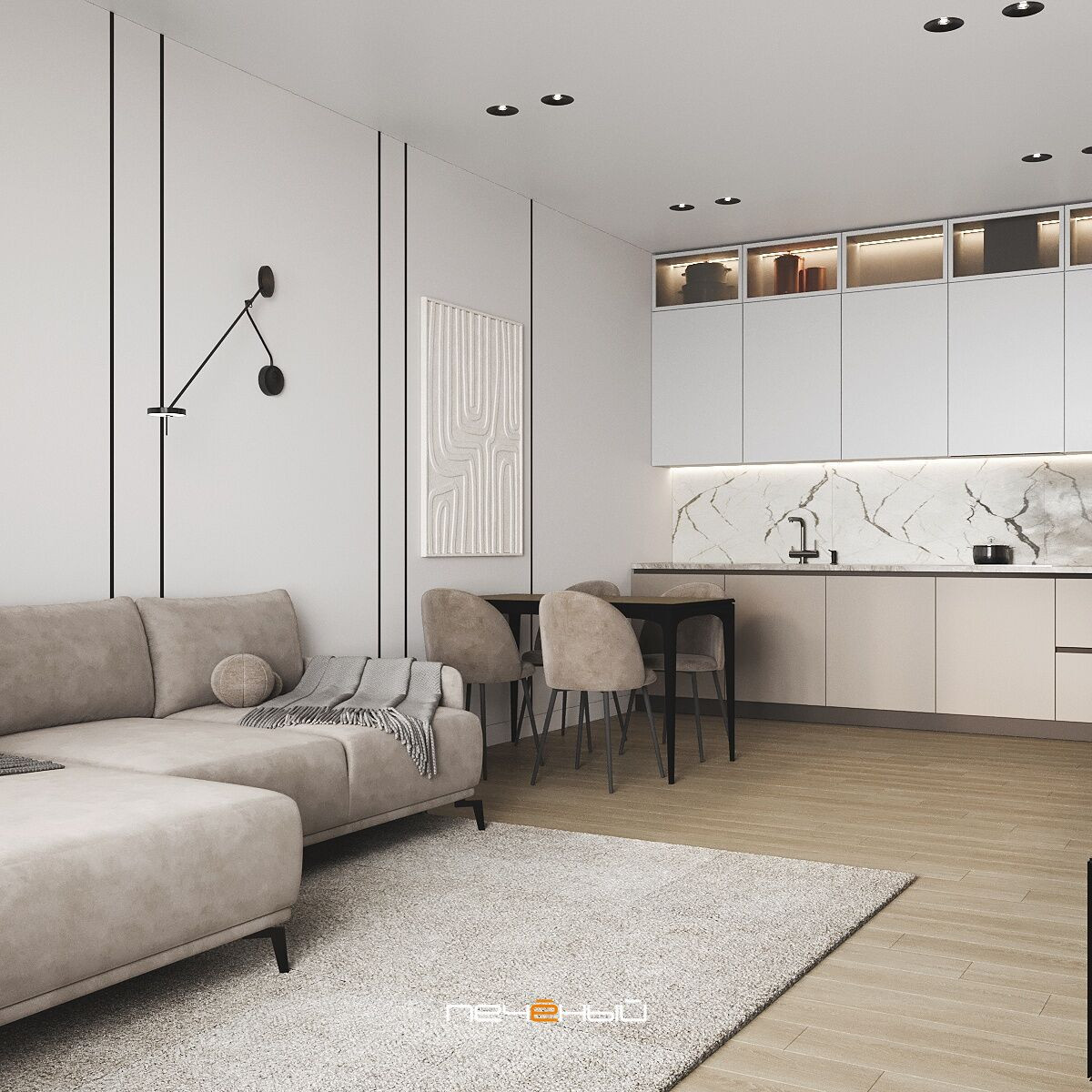 2025 Дизайн 4-комн. квартиры 90 м² в современном стиле, ЖК Holland Park