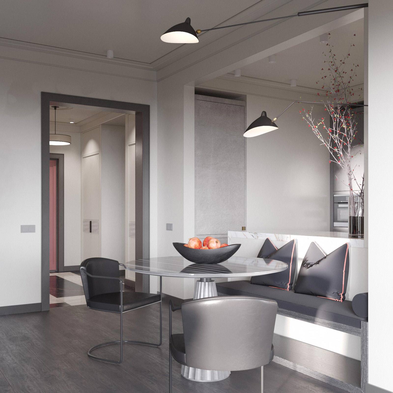 Монохромный интерьер с яркими акцентами