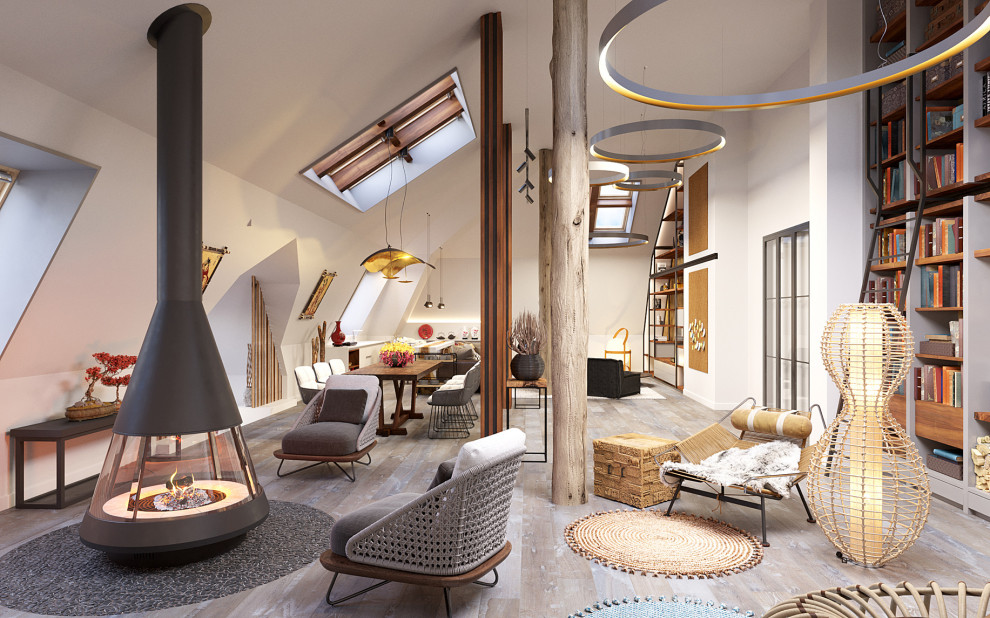 Досуговая зона с гостевой комнатой на мансарде в загородном доме