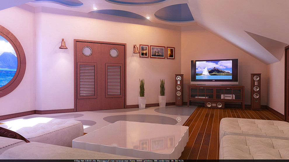 Интерьер мансардного этажа