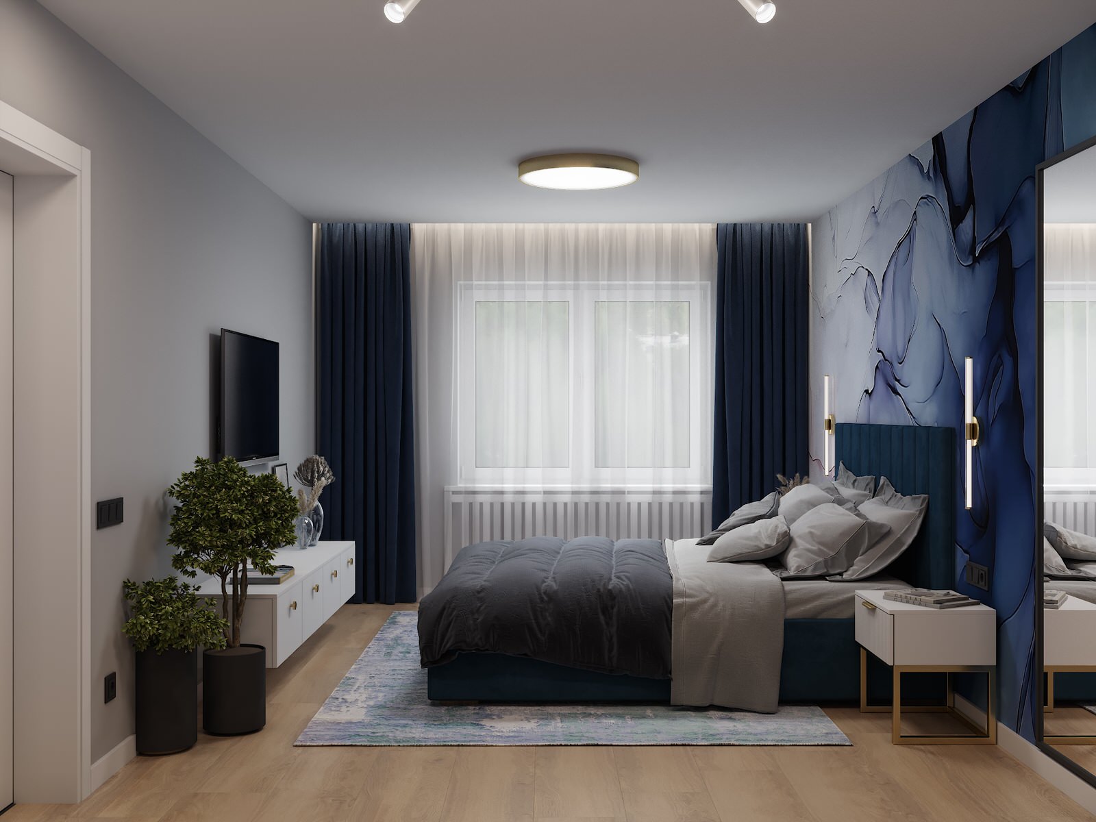 Визуализация дизайн-проекта квартиры 95 м кв, для пары с ребенком