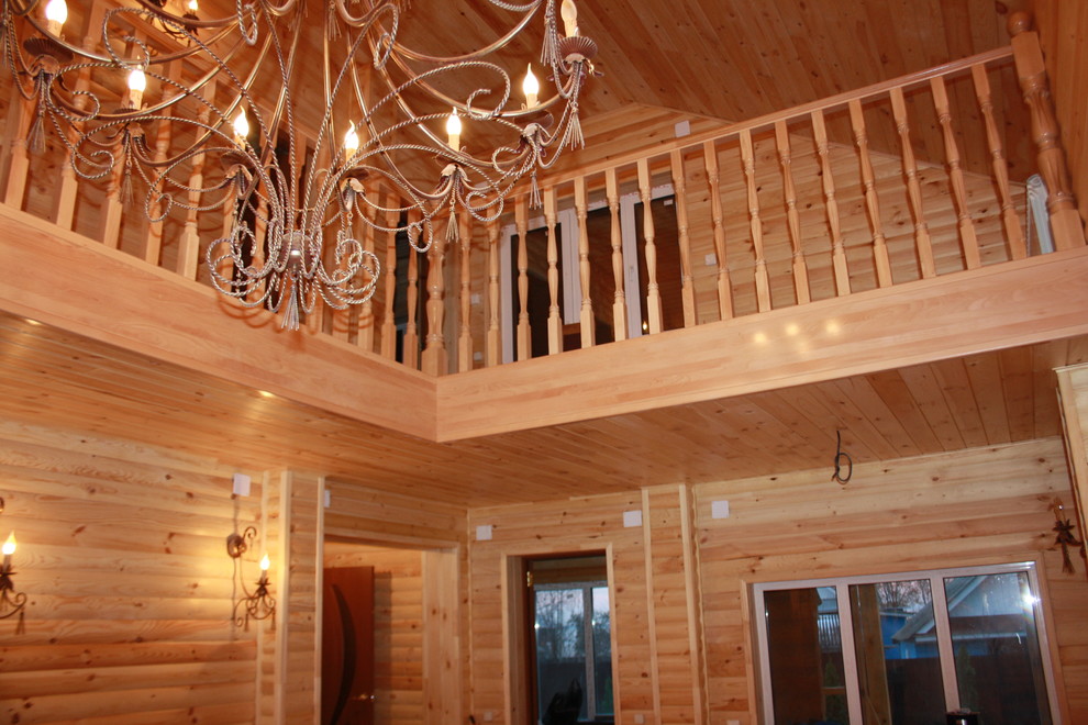 Буковая лестница в цвет дерева без подступят