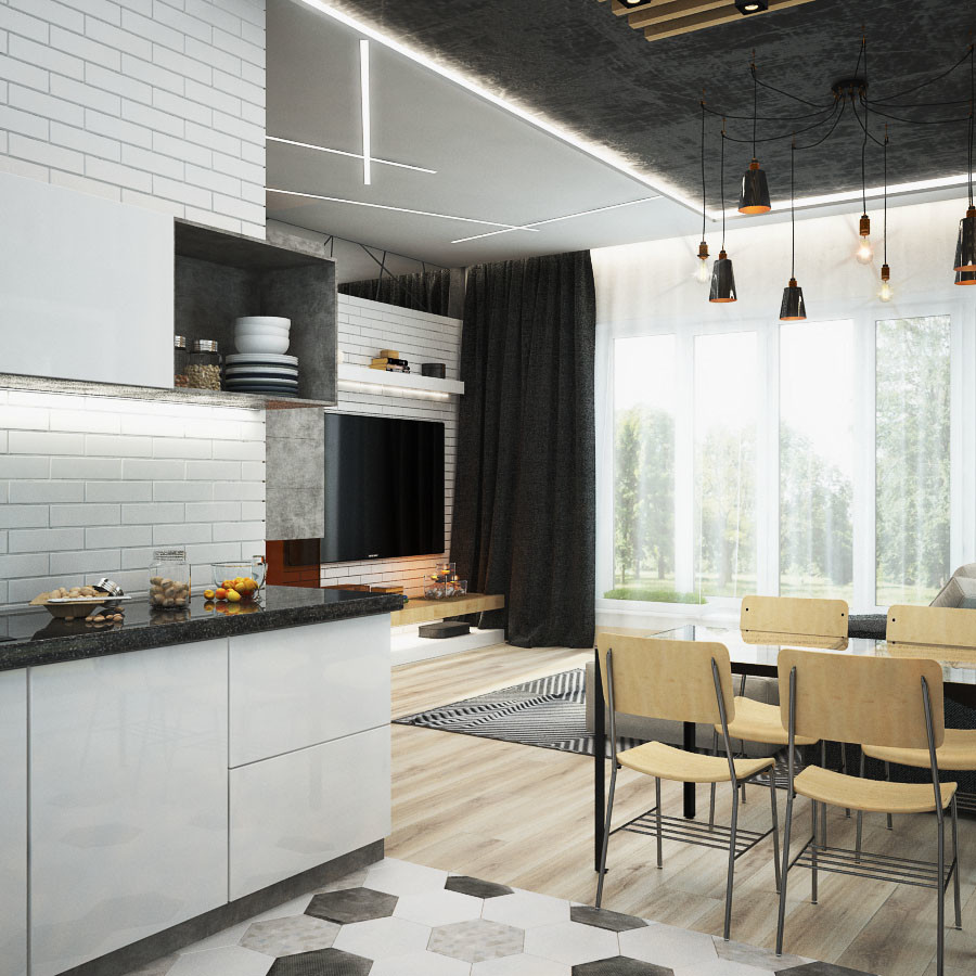 Дом в стиле лофт, хай-тек