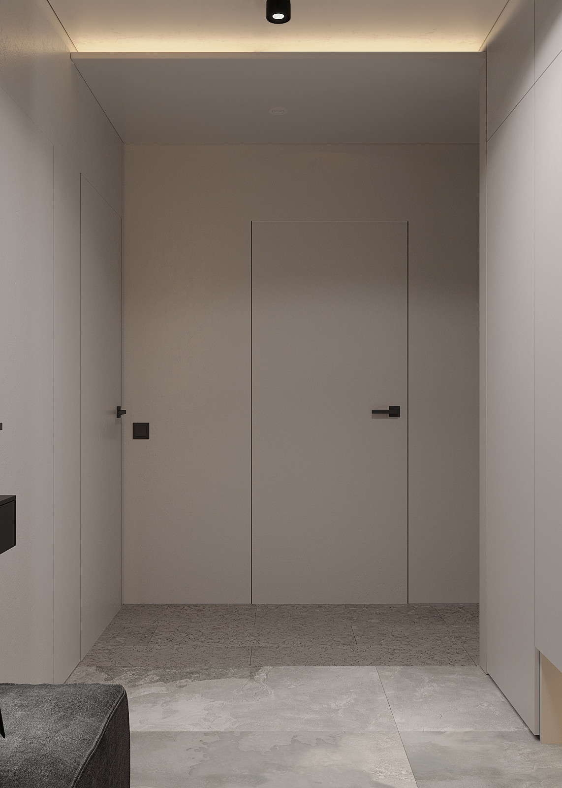 Минималистичная квартира с тёмной спальней