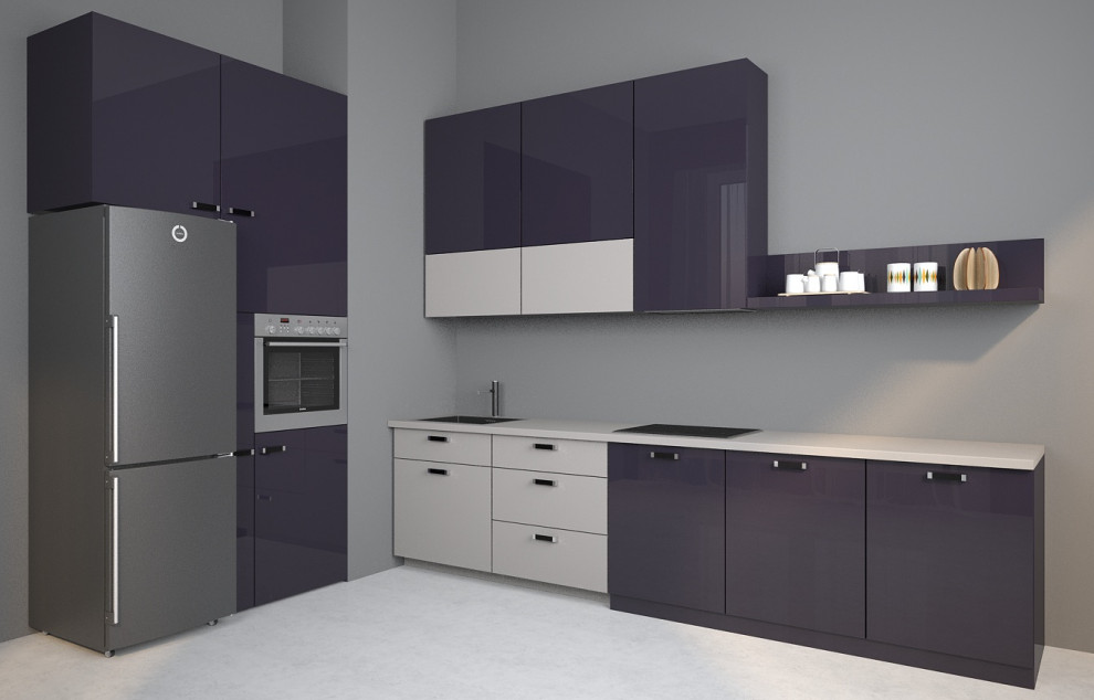 Кухня с угловой колонной в интерьере