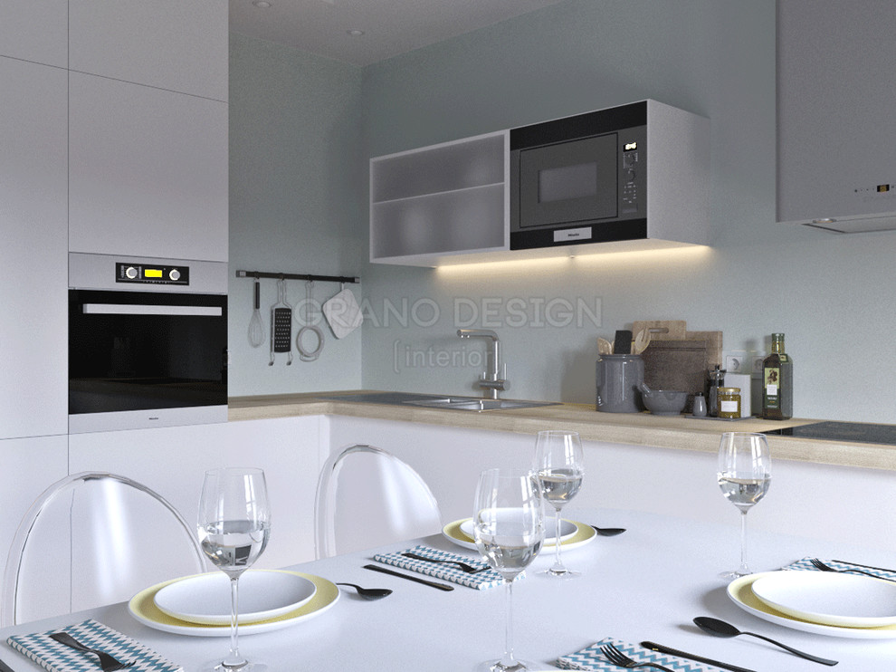 Кухня-гостиная в светлых тонах