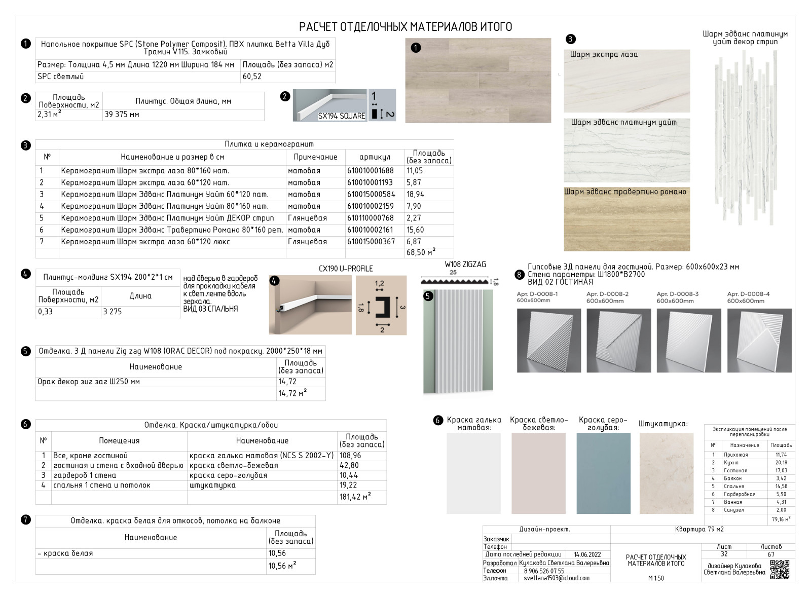АЛЬБОМ РАБОЧИХ ЧЕРТЕЖЕЙ (двухкомнатная квартира 79 м2)