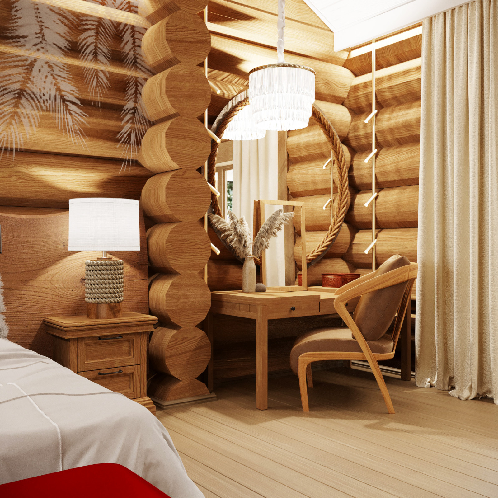 Деревянный дом из дикого бревна