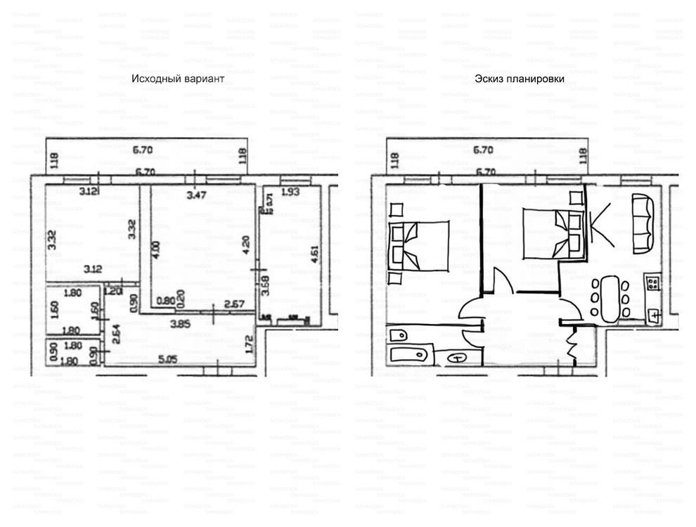 Идеи перепланировки для двухкомнатных квартир
