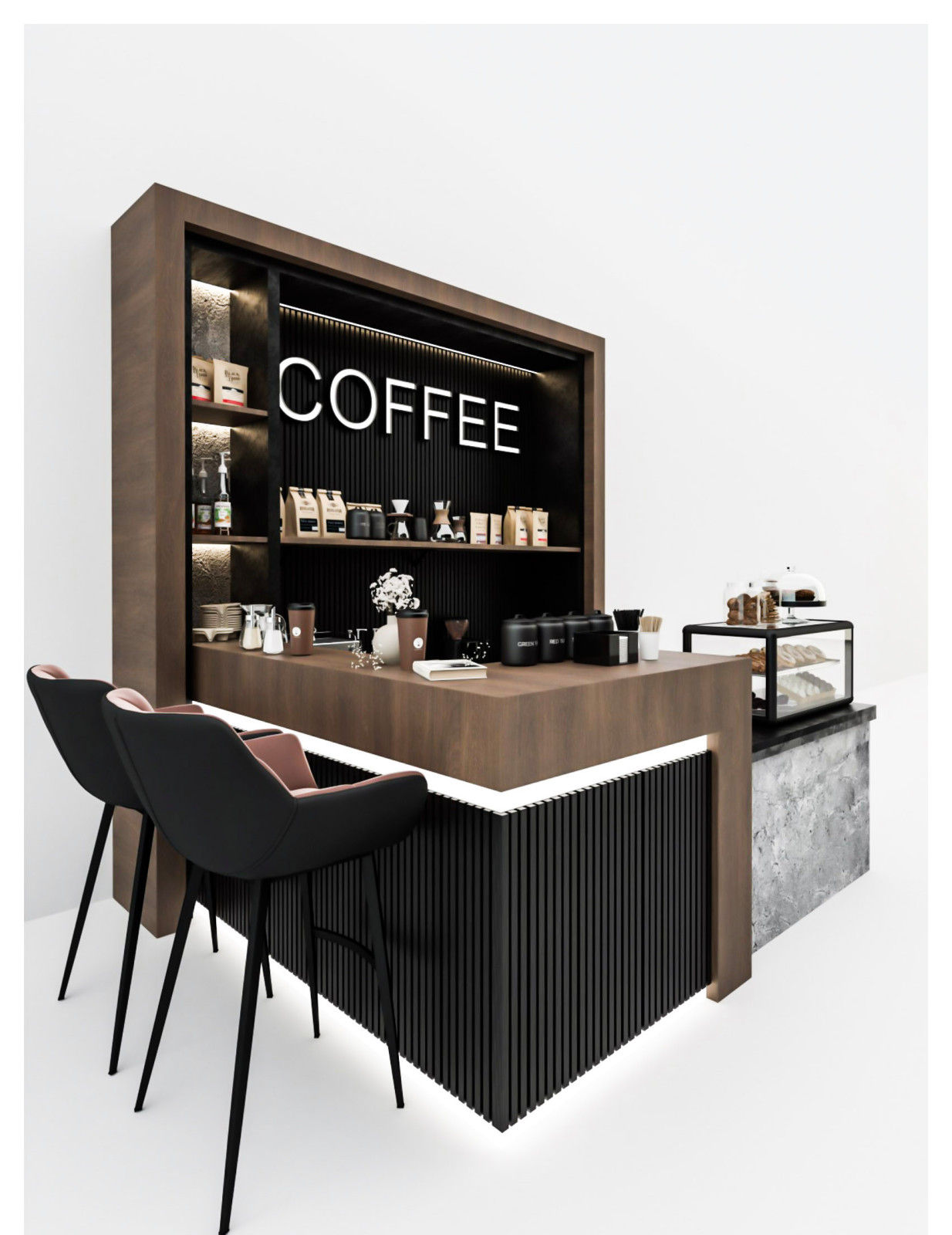 Дизайн торгового островка кофе