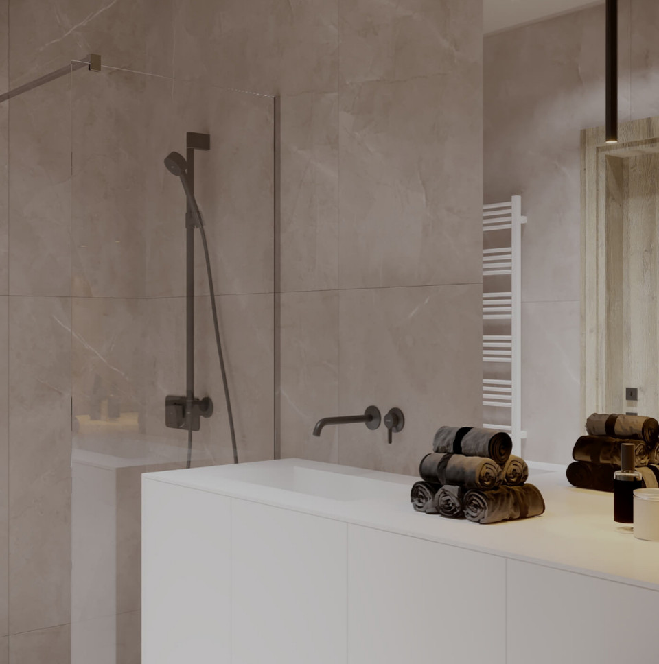 Ванная 1 в загородном доме в деревне