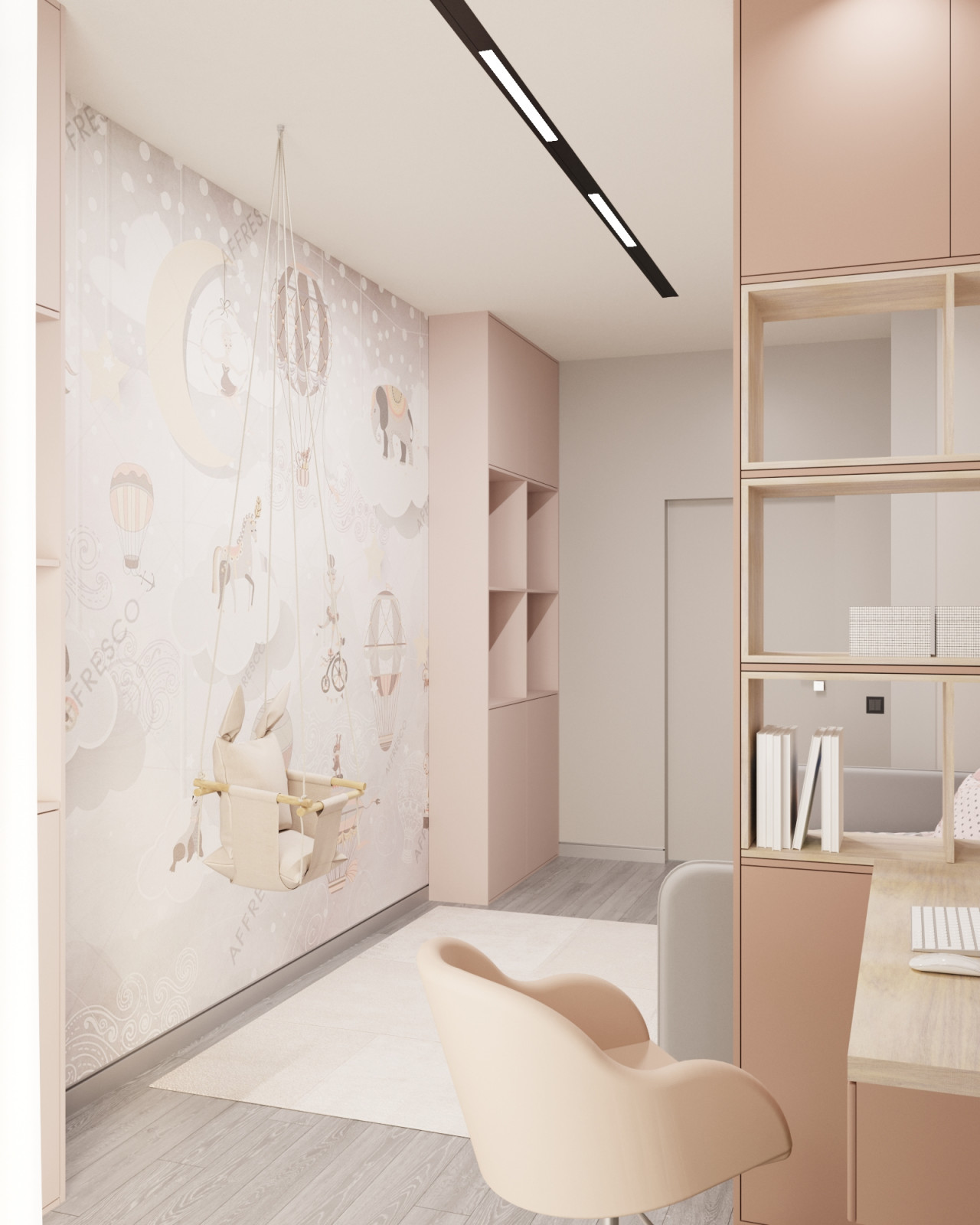 Современная  квартира в серо-белый тонах