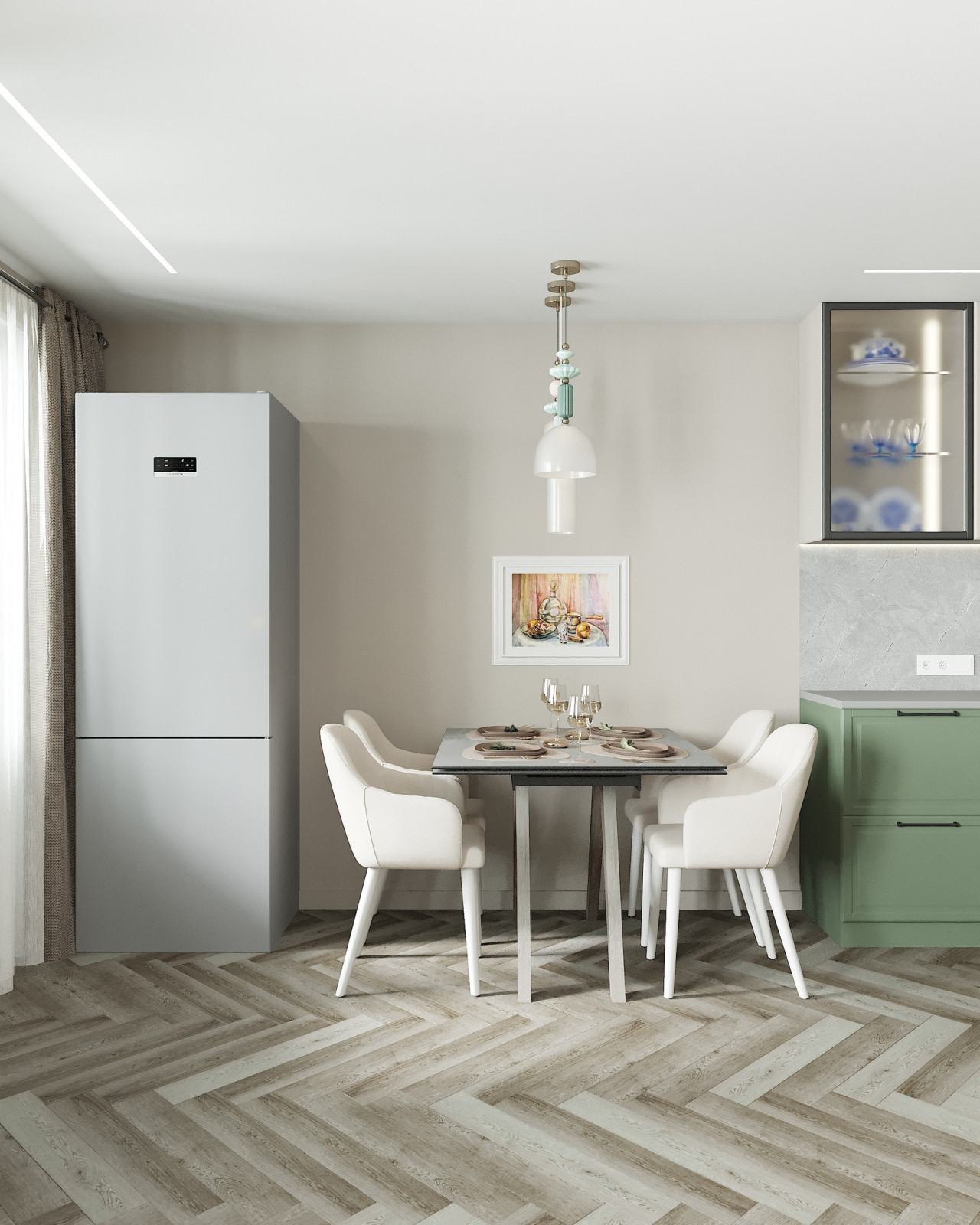 Дизайн кухни с Гжель