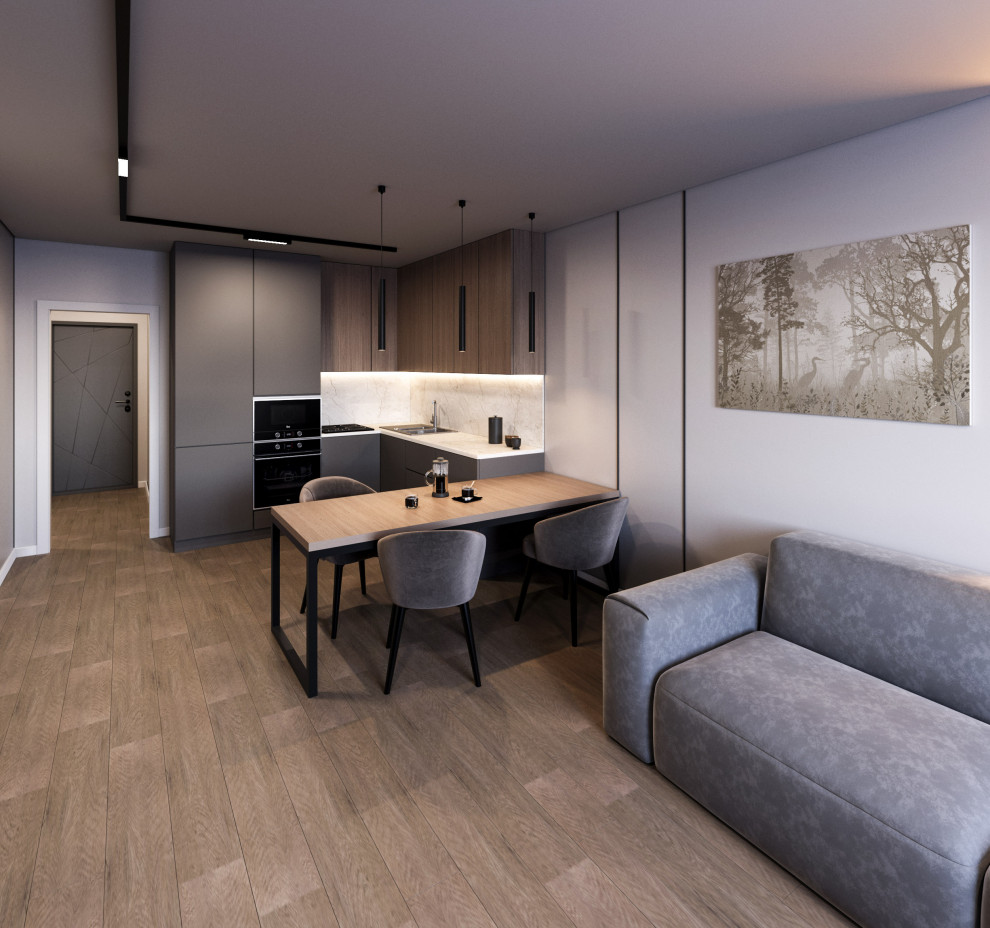 Дизайн "Брутальный серый с добавлением дерева"