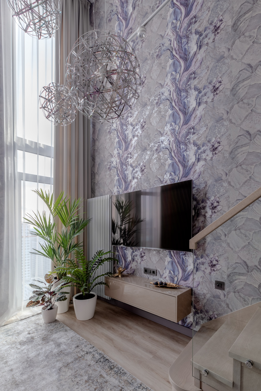 Дизайн-проект пентхауса в ЖК Европейский берег с высотой потолка 5,8 м.