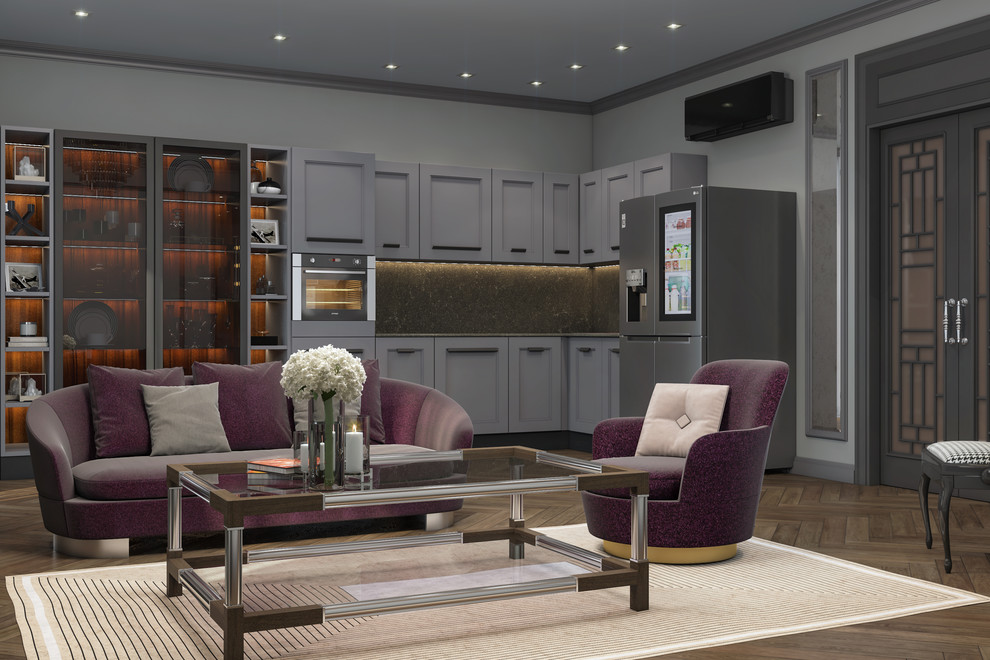 Визуализация квартиры. Серый тон - основной.