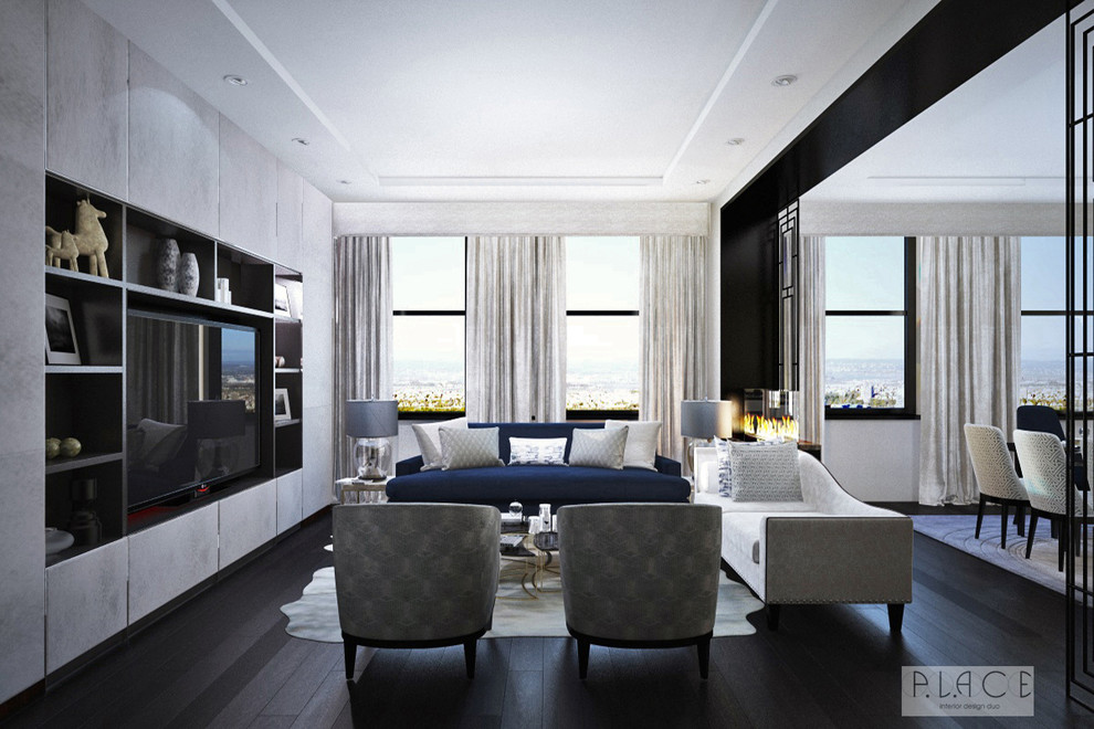 Диванная зона гостиной комнаты. Вид на камин