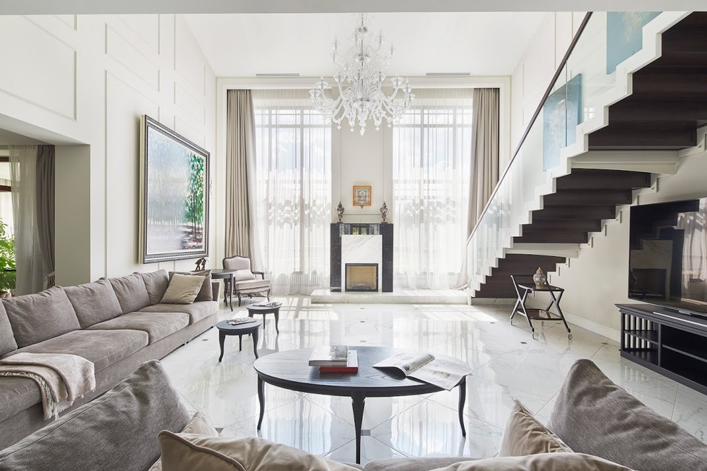 Houzz тур: Классический интерьер с двухсветной гостиной