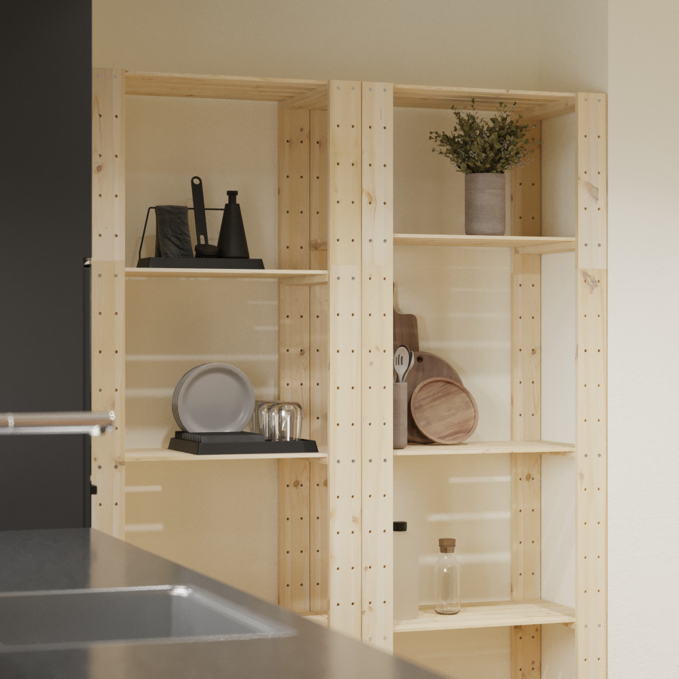 Стеллаж деревянный БОР 2 / Стеллажная система в