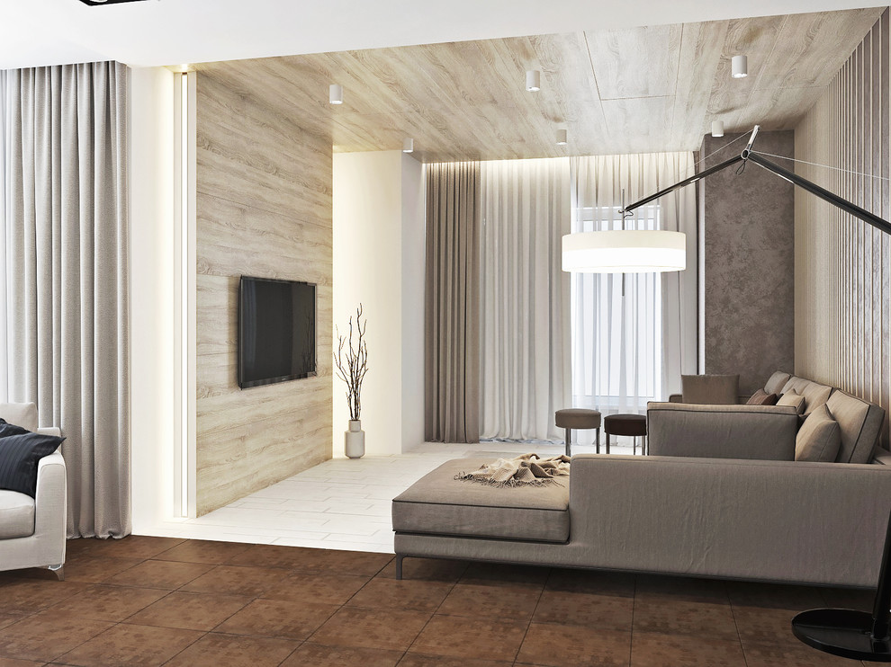 Кухня и гостиная в загородный дом