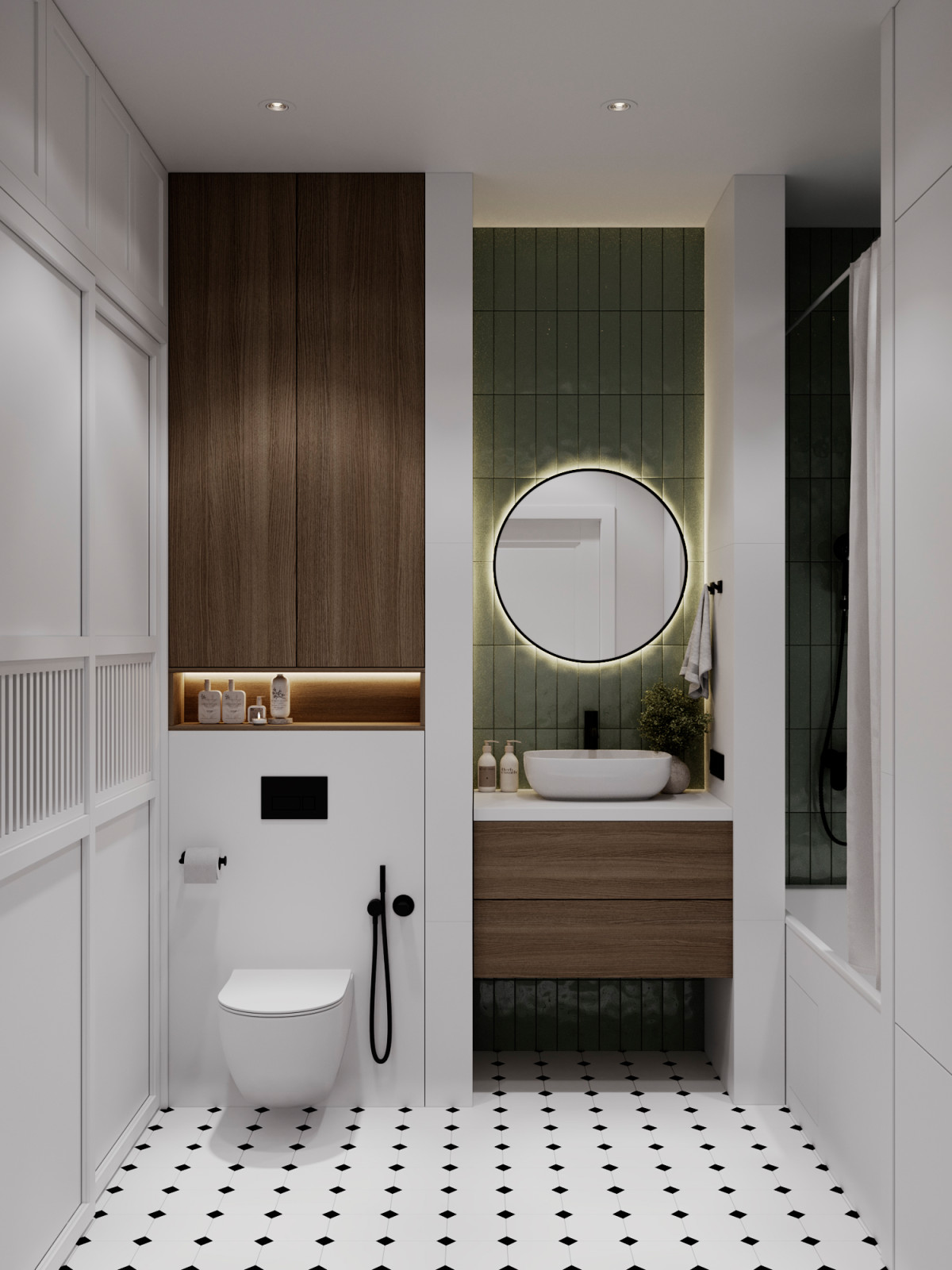 Светлый интерьер с цветовыми акцентами в ЖК Level Стрешнево