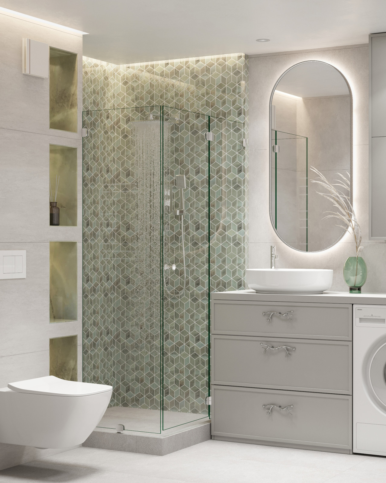 Душевая в зеленом