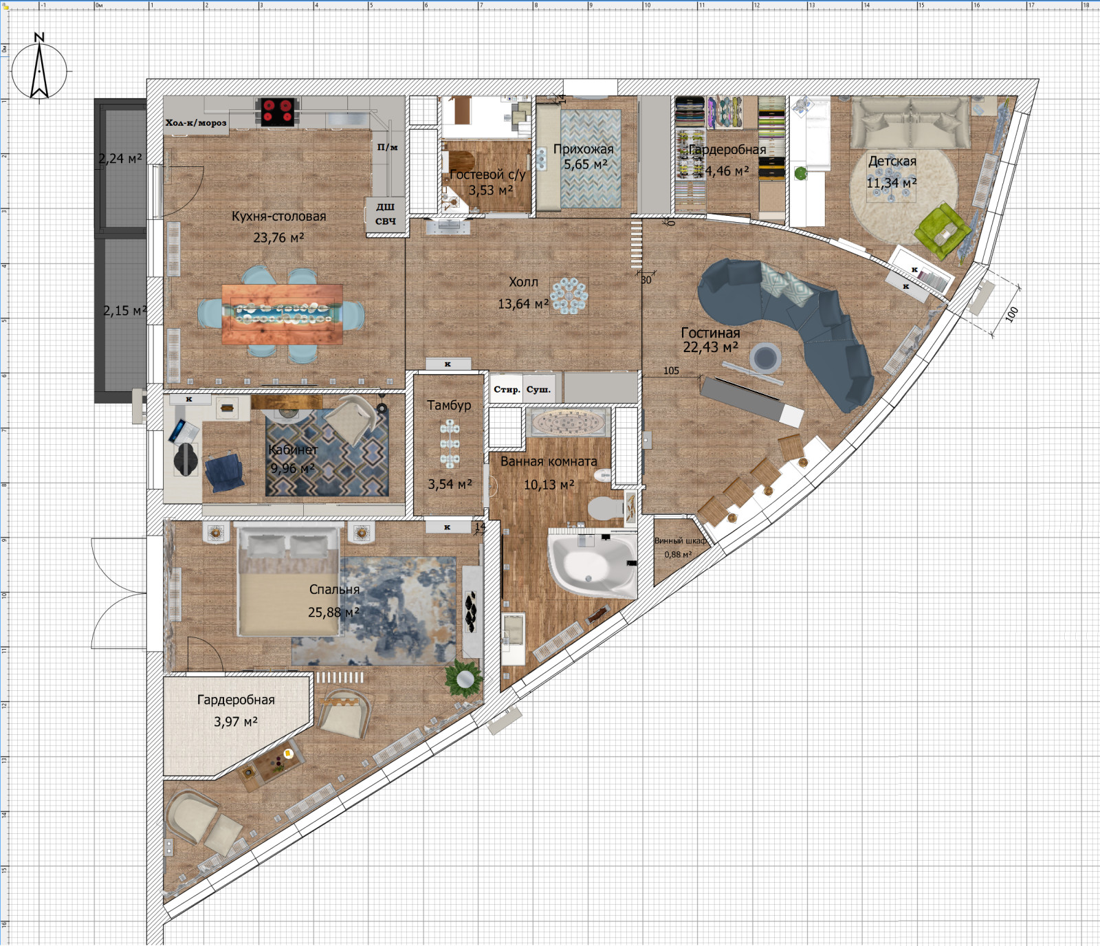 Новогорская Ривьера: квартира свободной планировки для супругов