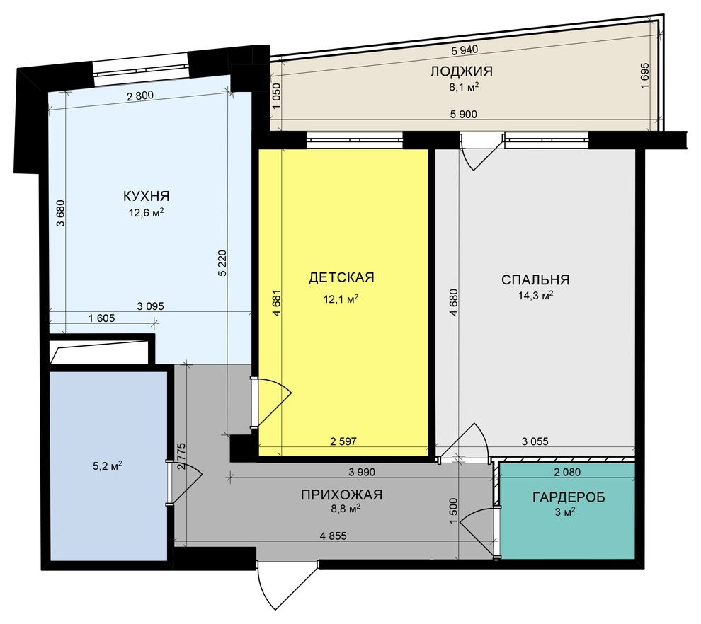Квартира в парке 56 кв м