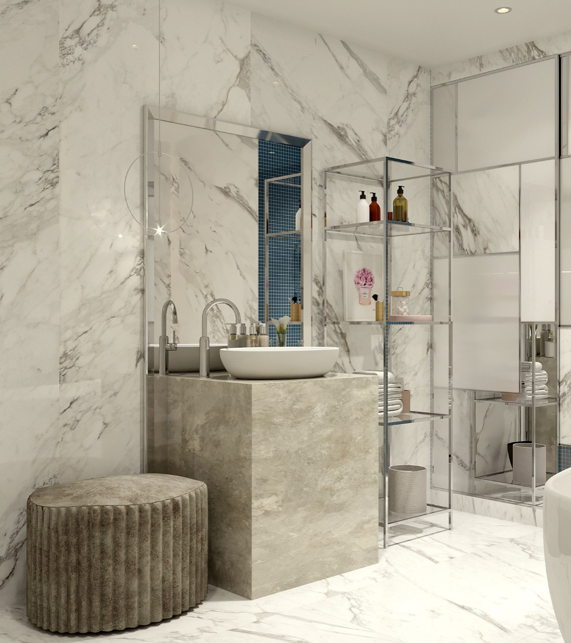 Интеллигентная серо-голубая квартира