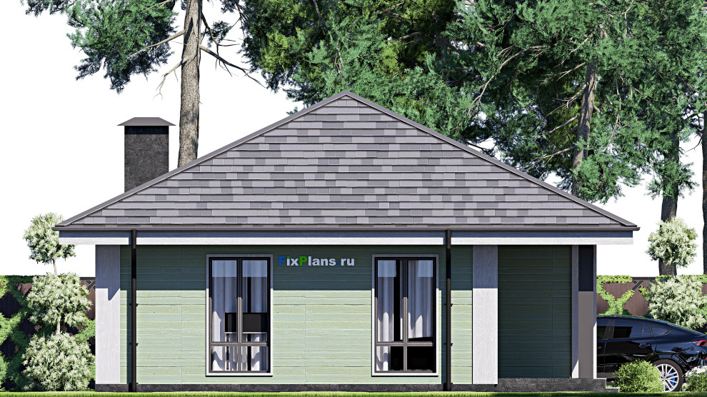 Проект одноэтажного дома 10х10м S74м2 F-18062