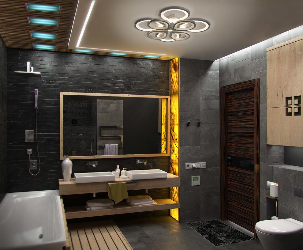 Оригинальная подсветка в ванной комнате