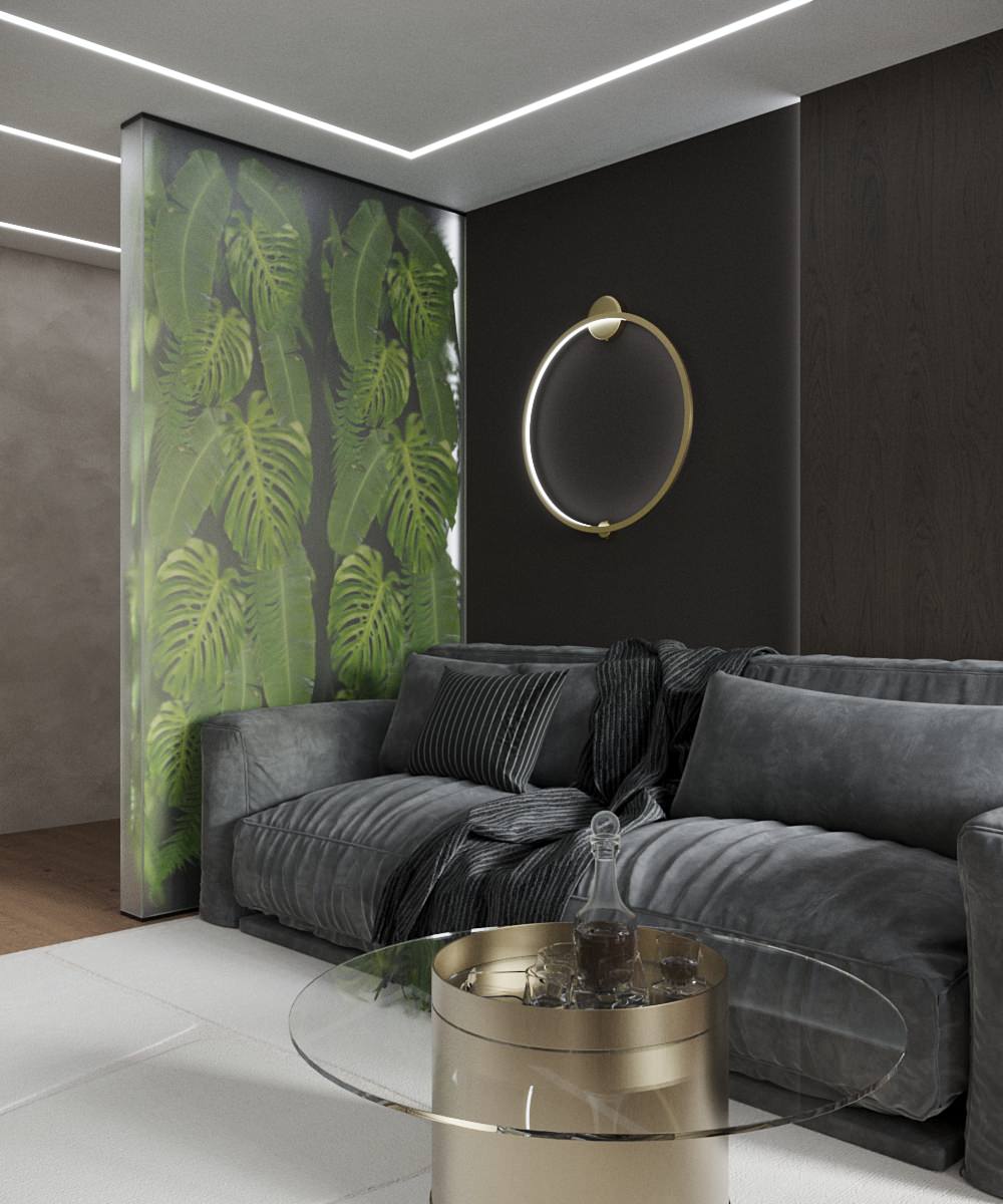 Дизайн кухни-гостиной с курительной комнатой