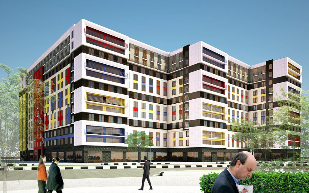 Эскизный проект фасадов многоэтажного жилого дома