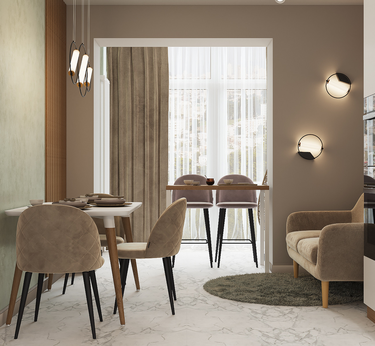 Двухкомнатная квартира с гостиной-холлом