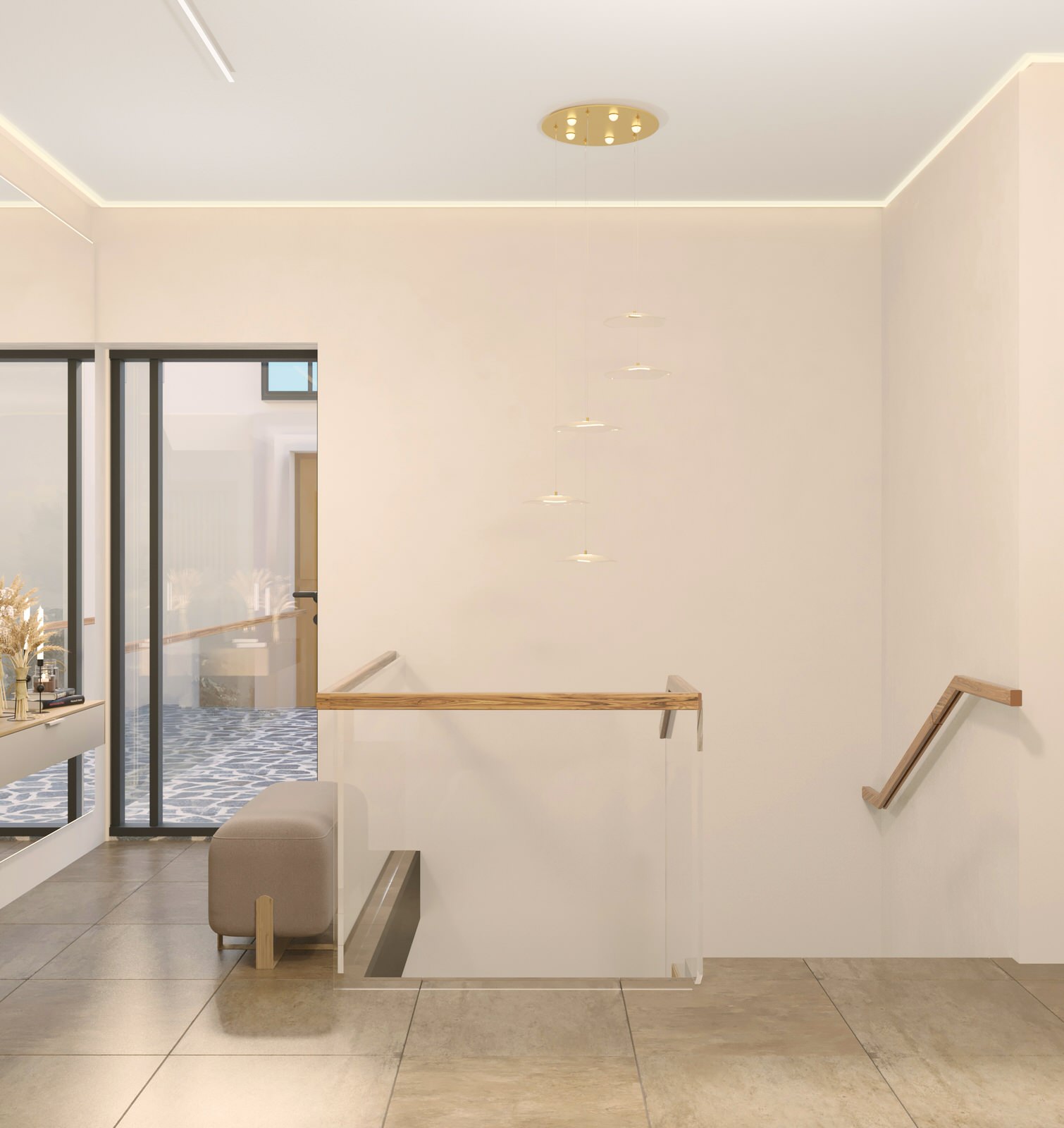 Двухэтажный жилой дом с видом на горы.