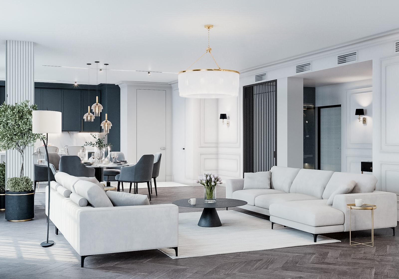 Светлая квартира в стиле неоклассика