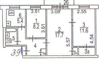 Трехкомнатная квартира (перепланировка фэн-шуй) м. Академическая