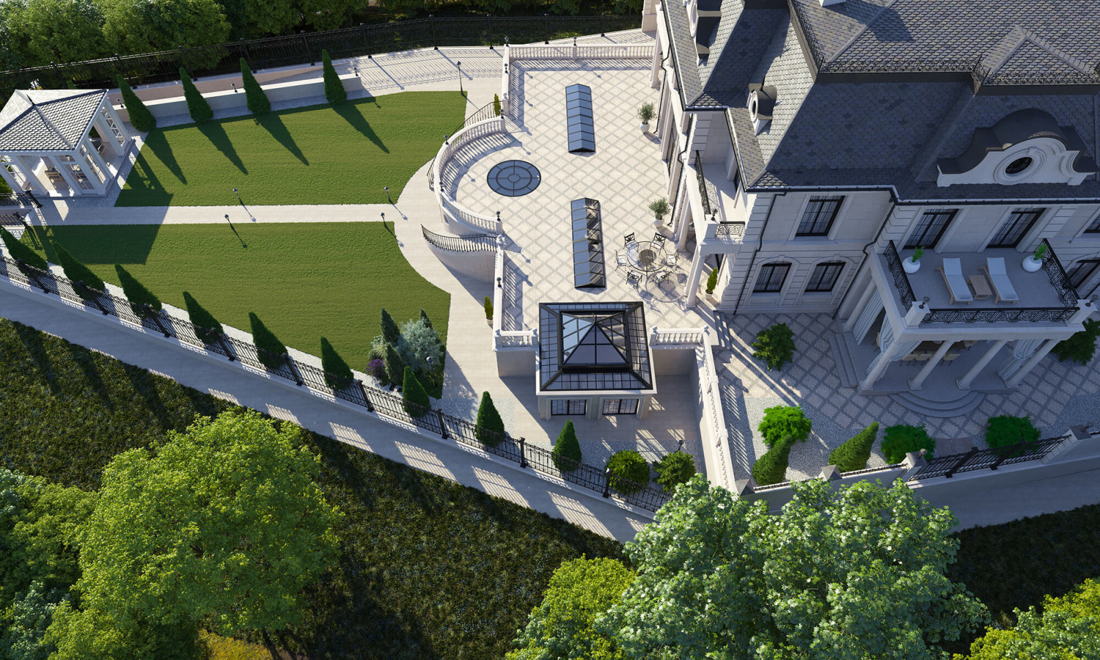 Архитектурный проект жилого дома с бассейном в классическом стиле. 1100кв.м.