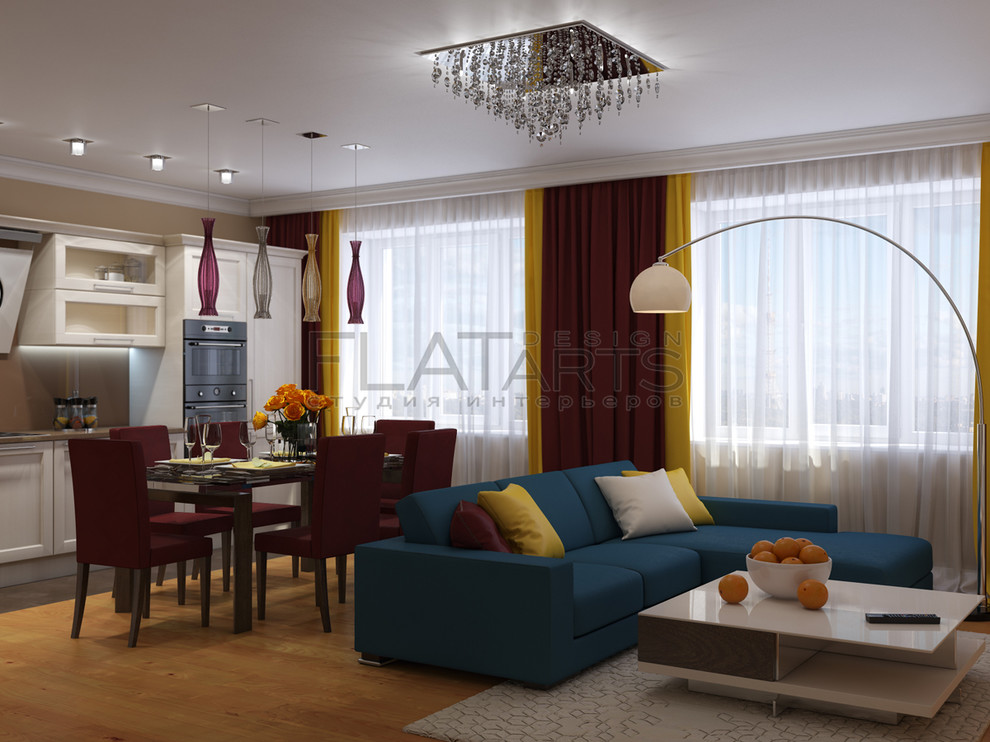 Дизайн 4х-квартиры 115кв.м.  в стиле фьюжн