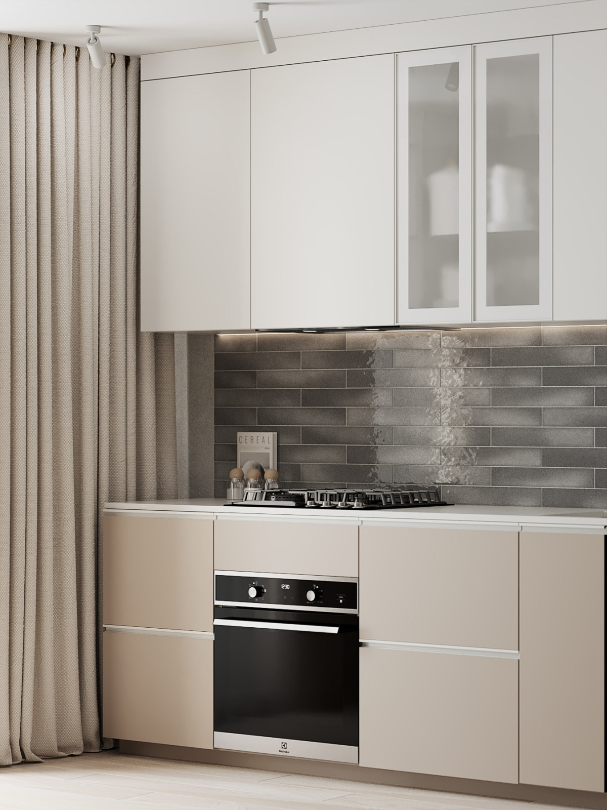 Кухня и прихожая в большой квартире для взрослой пары.