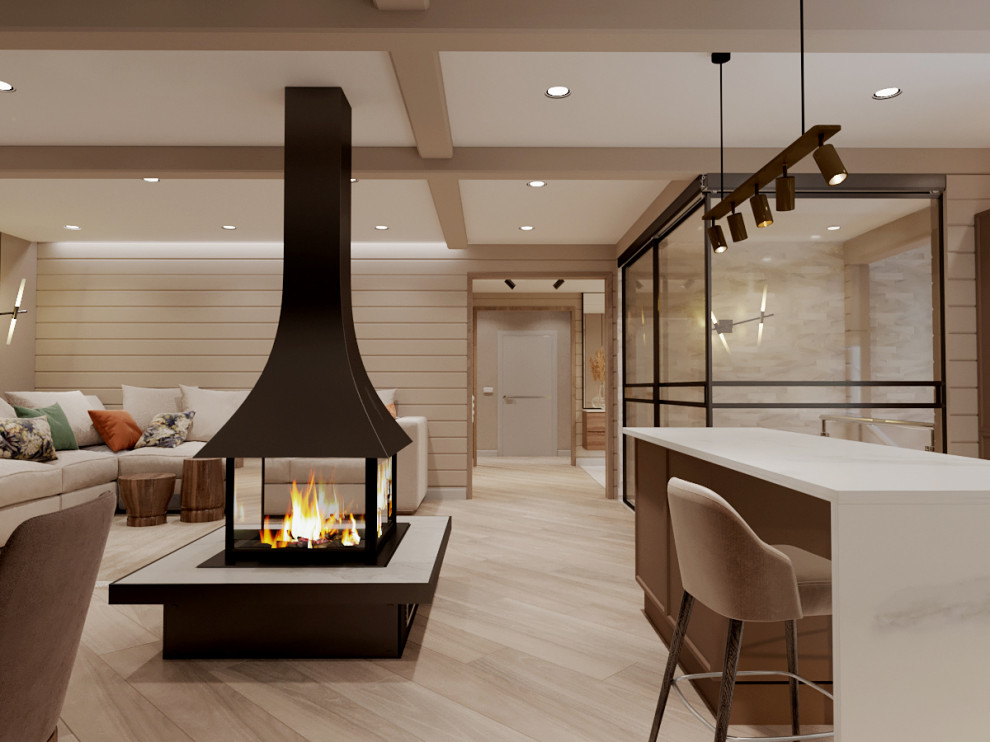 Проект коттеджа  с камином